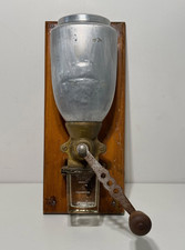 Manual wall-mounted stainless steel coffee grinder with antique glass cup