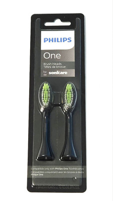 Philips One by Sonicare Replacement Toothbrush Head BH1022/06 Black 2-Pack