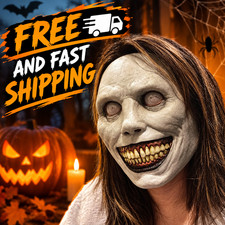 Horror Scary Exorcist Face Mask Demon Smile for Halloween Cosplay Party Costume