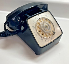 Vintage Rotary Phone Black Beige Tabletop GTE Telephone desktop Phone Display