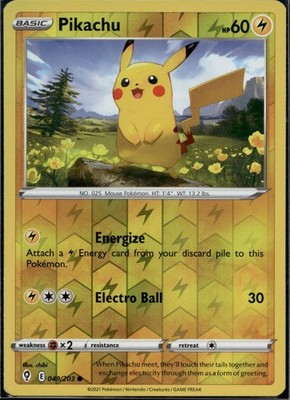 Pikachu Reverse Holo Common SWSH07: Evolving Skies 049/203 NM