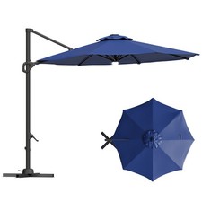 10ft Cantilever Patio Umbrella with Base 360  Rotation Offset Sun Shade Parasol