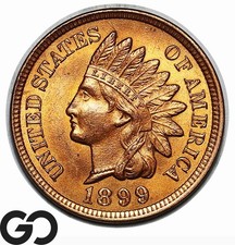 1899 Indian Head Cent Penny, Beautiful RED, Premium Quality Superb Gem BU++ RD!