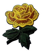 shade of yellow rose Embroidered iron on Patch 3 1/2 x 2 3/4 inch FREE SHIPPING