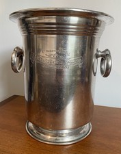 French Vintage Champagne Ice Cooler Silverplate Over Brass E Hubert Pere 1923