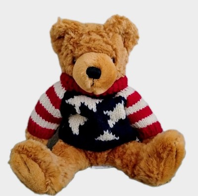 Vintage MTY Teddy Bear 10'' Plush American Flag Sweater Patriotic USA   Retro