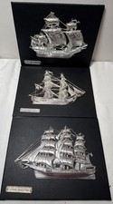Lot 3 Plaque Murale Cliper Suecia 1860 Bergantin US Navy 1778 Galbon Espana 1540