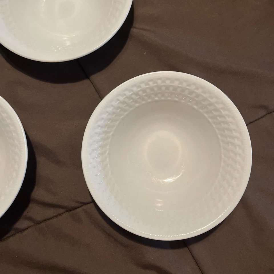 "3 cuencos de sopa de cereales Oneida con canasta de mimbre blanco 6,25"" M1 gran oferta comprar ahora" Foto 4 de 4