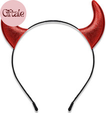 Glitter Devil Horns Headband, Red Devil Horns Devil Costume for Women Men Girls,