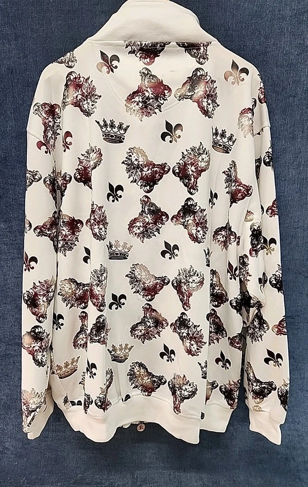 Kanji Premium Jeans Lion & Crown AOP Zip-up Fleece Jacket NEW Old Stock 5XL CL09 - Image 2 of 4