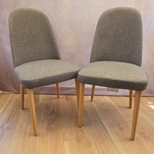 Pair of John Lewis Seek Dining Chairs Grey Boucle Upholstery - Made in Italy