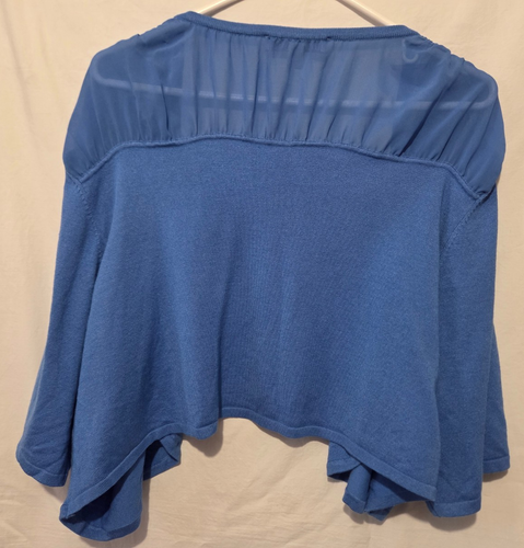 Roaman's Women's Plus Size 2X Bolero Cardigan 3/4Sleeves Blue Shrug Sweater - Picture 2 of 2