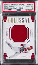 2019 NATIONAL TREASURES CLSL MATERIALS GOLD #CMMT MIKE TROUT PSA 8