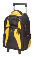 Yellow 17" dual sturdy handle rolling college laptop tablet ipad School backpack