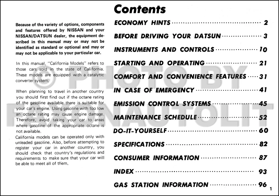 Manuale Dell'Owner Originale OEM Della Datsun 280ZX Del 1979 - Immagine 2 di 2
