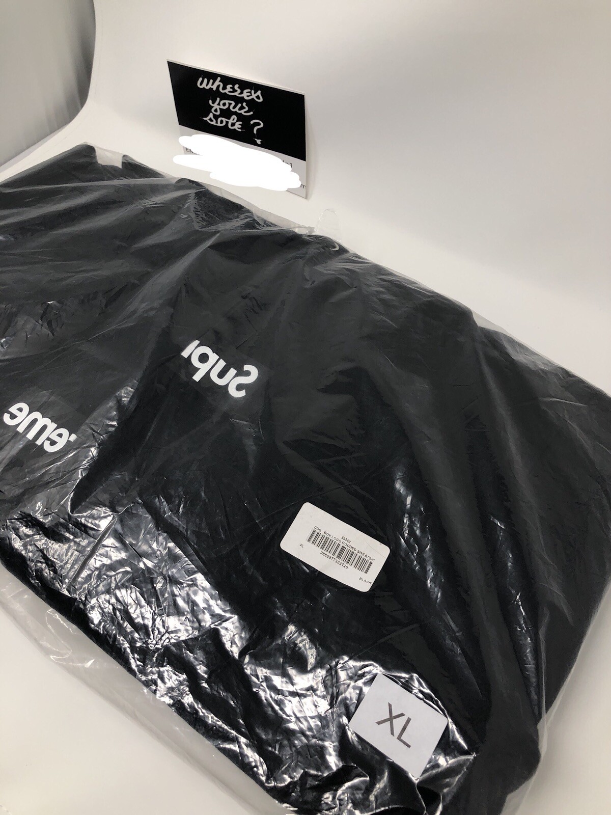 Supreme Comme Des Garcons CDG Split Box Logo Sweatshirt Hoodie Black sz XL Bogo image 3