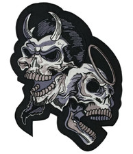 Angel  Demon Skulls Iron On Back Patch Gothic Biker Motorcycle Logo