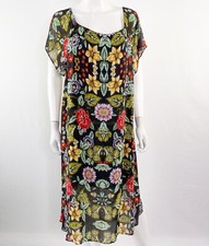 Love Sam Black Floral Short Sleeve Midi Shift Dress Casual Womens S