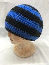 Women's Men Knit Slouchy Baggy Beanie Winter Hat Ski Fleece Blue/Black Cap