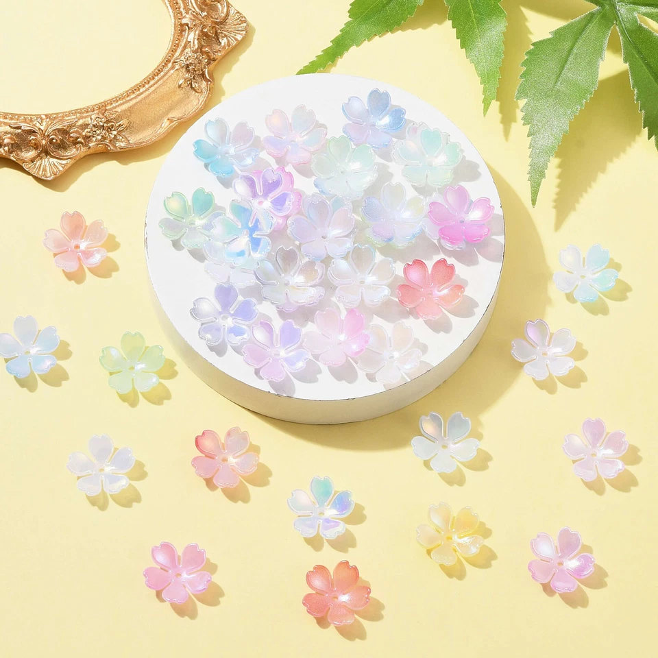 100x Tapas de extremo de cuentas espaciadoras de flores de acrílico opaco para hacer joyas de pulsera Foto 3 de 4