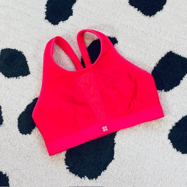 sweaty-betty high intensity neon mesh active running sports tank-bra