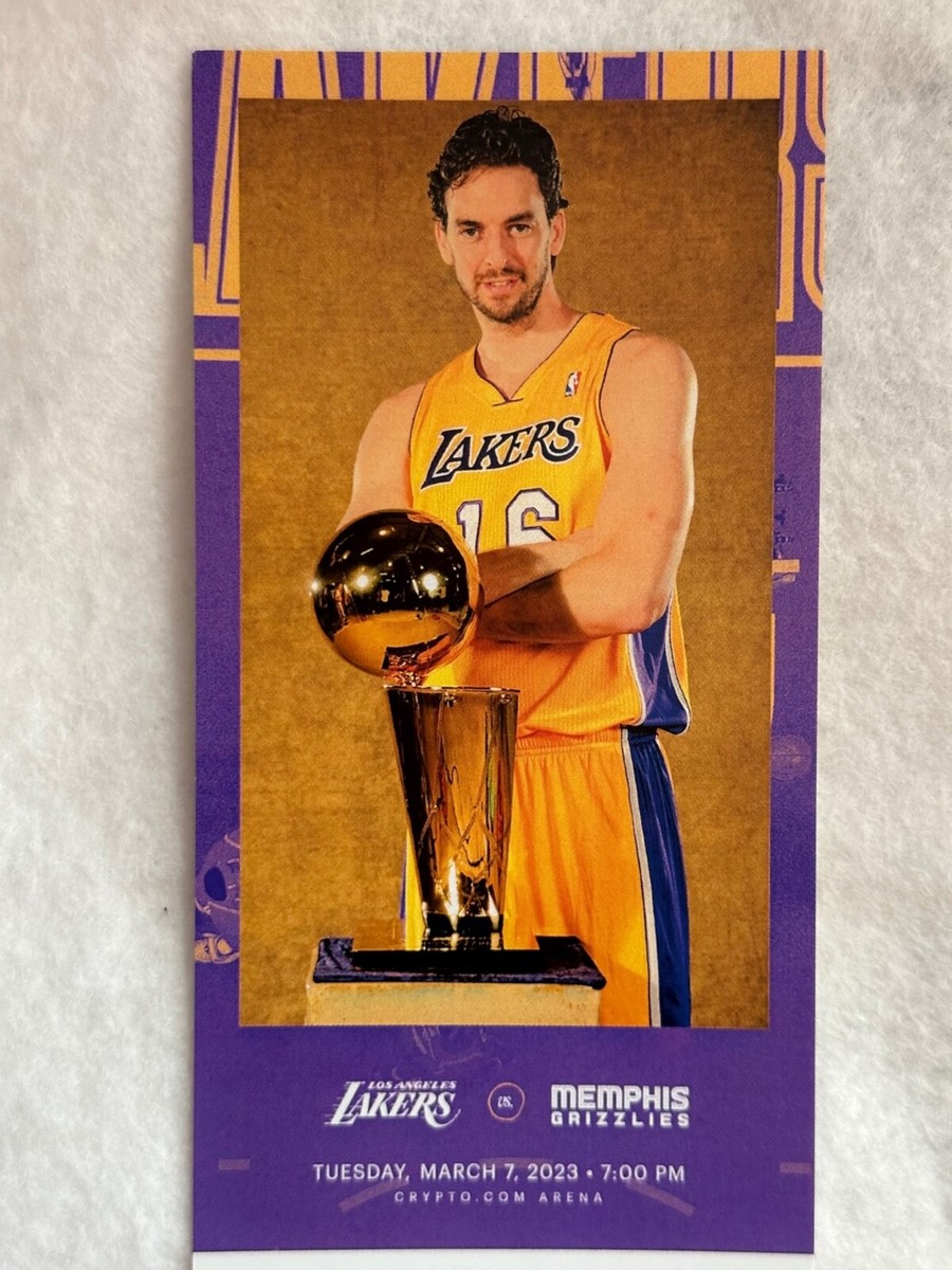 Los Angeles Lakers Pau Gasol Commemorative Ticket Jersey Retirement March 7  2023