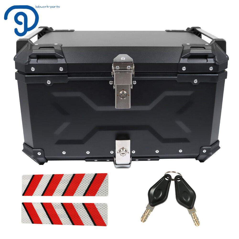 Black 55L Motorcycle Top Case Tail Box Waterproof Luggage Scooter