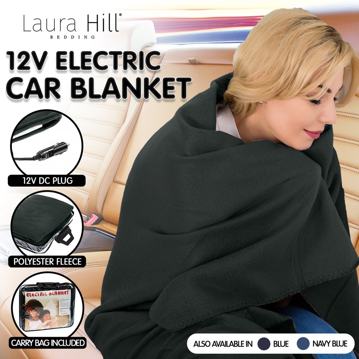 Heated Car Blanket Travel Rug Soft Caravan Fleece Electric Throw 12 Volt Dc  Auto 787099889951 | eBay