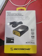 NEW Scosche 150W Portable Power Inverter with Dual USB Ports Black new in box