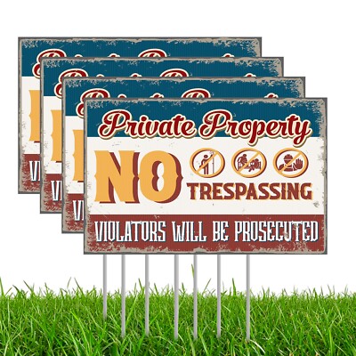 No Trespassing Sign Private Property Yard Sign Warning Outdoor Security Sign