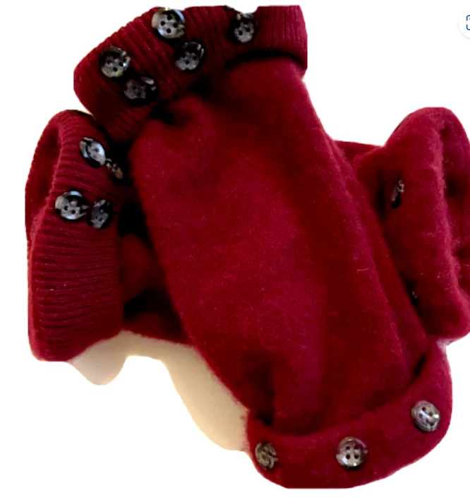 FINGERLESS GLOVES RED PURPLE MAROON 100% CASHMERE ONE SIZE S M L OS MITTENS