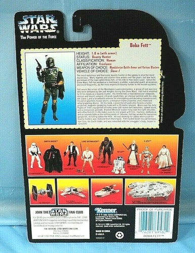 Tarjeta completa Kenner Star Wars Power of the Force POTF Boba Fett. - Imagen 2 de 3