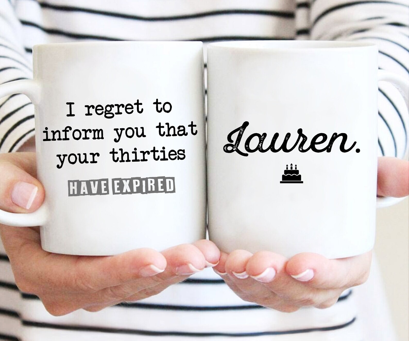 Personalized Regret To Inform You That Your Thirties Have Expired Mug 40 Years