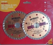 2 x Tile Saw Turbo Thin Diamond Dry Cutting Blade/disc 115mm 4-1/2'' Brick,Block