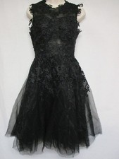 Women's Black Mesh Lace Sleeveless Sheath Open Back Cocktail Evening Dress +P-3