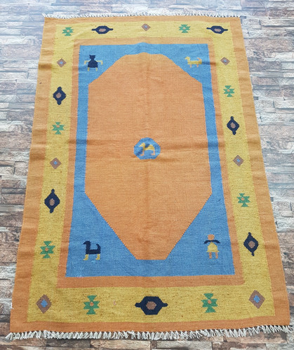 Vintage Handmade Traditional Moroccan Kilim Floor Rug Carpet 145x70 cm