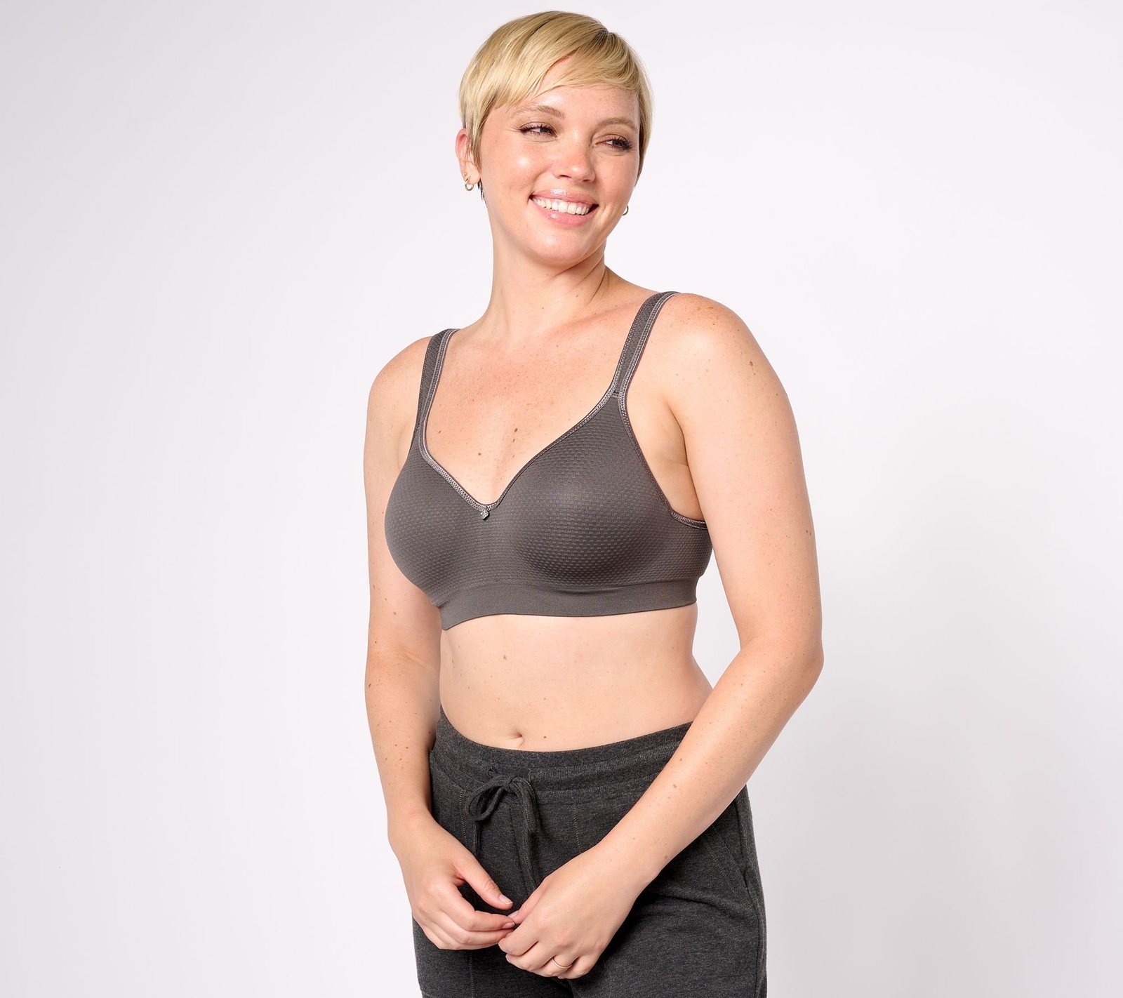 Breezies Women's Bra Sz 44D Air Effects Breathable UW Tshirt Silver A606697