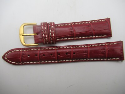 18MM Alligator Grain Men's Burgundy Watch Band