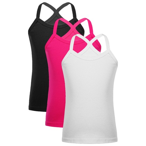 Kids Girls Vest Gymnastics 3Pcs/Set Weekend Y-Back Camisole Running Tops Beach - Picture 18 of 102