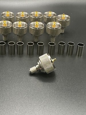 10x UHF PL-259 Male Gold Pin Plug Crimp-Type Connector for RG8X LMR240 Coax NEW