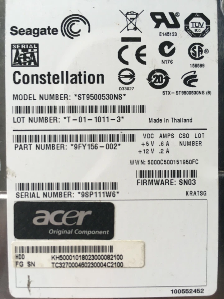 500GB Seagate Constellation ST9500530NS 7200 RPM 2.5" SATA/300 hard drive - Image 2 of 3