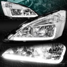 Chrome Housing Led Drl Wclear Reflector Head Lights Lamp Fit 03-07 Honda Accord Chrome Housing Led Drl Wclear Reflector Head Lights Lamp Fit 03-07 Honda Accord