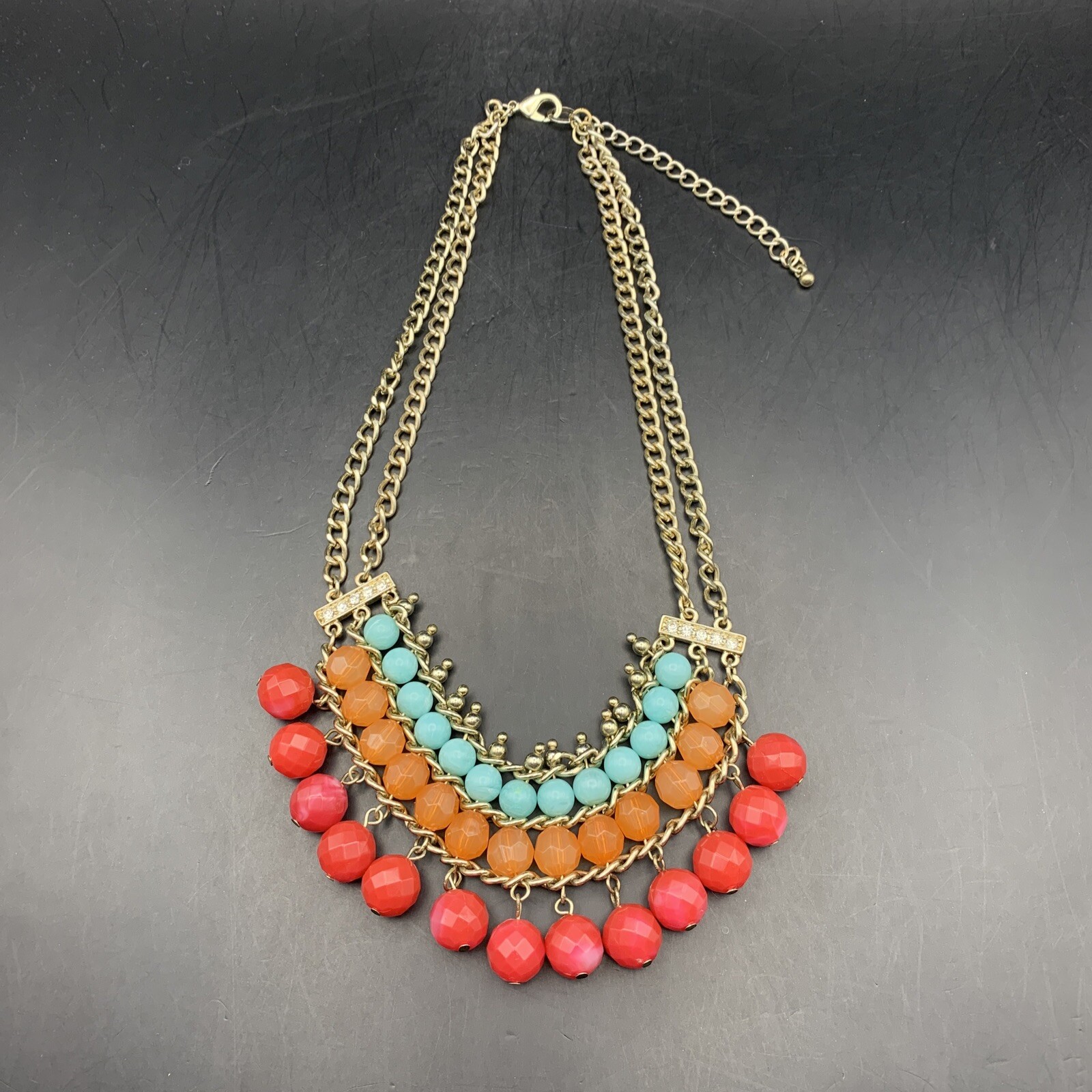 Multicolor Beaded Bib Statement Necklace Acrylic … - image 4