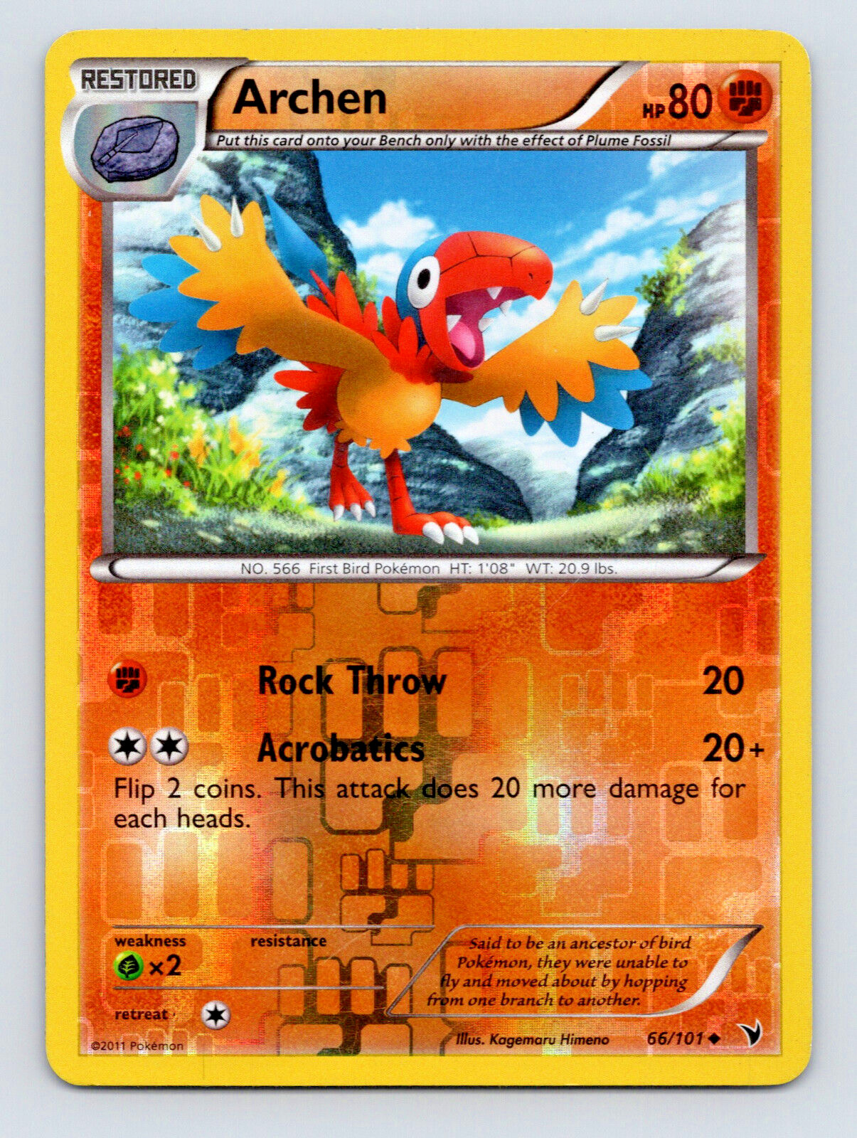 Pokemon Rare Holo Foil Archen 66/101 CCG TCG Card Nintendo Restored