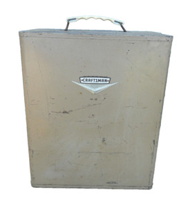 Vtg Craftsman 1950s CROWN LOGO Metal Tool Box Case For Drill-Wall Mount/Carry-VG