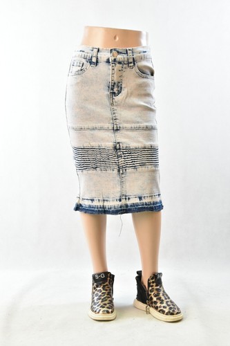 Little Girls Stretch Denim Skirt basic 5pocket Calf length size 4/6 #JW-0034 - Picture 4 of 5