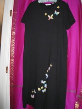 LONG, DARK BLACK COTTON/POLY, S/S DRESS, SZ. 1X., DRAPER'S & DAMONS LABEL, NEW