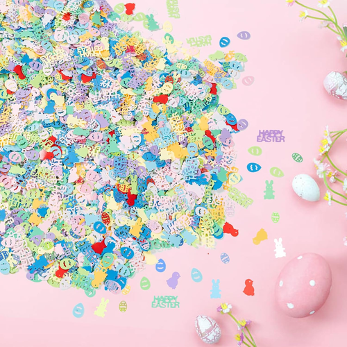 3000Pcs Easter Confetti Decorations, Colorful Metallic Foil Rabbit Egg Chicken T - Picture 2 of 7