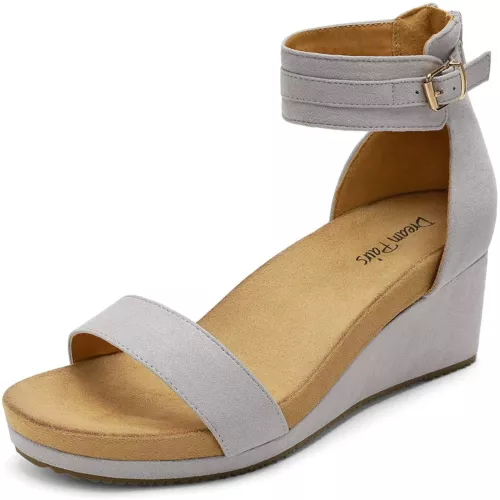 Women Ankle Strap Open Toe Back Zipper Platform Casual Dress Wedge Sandals - Picture 21 of 39