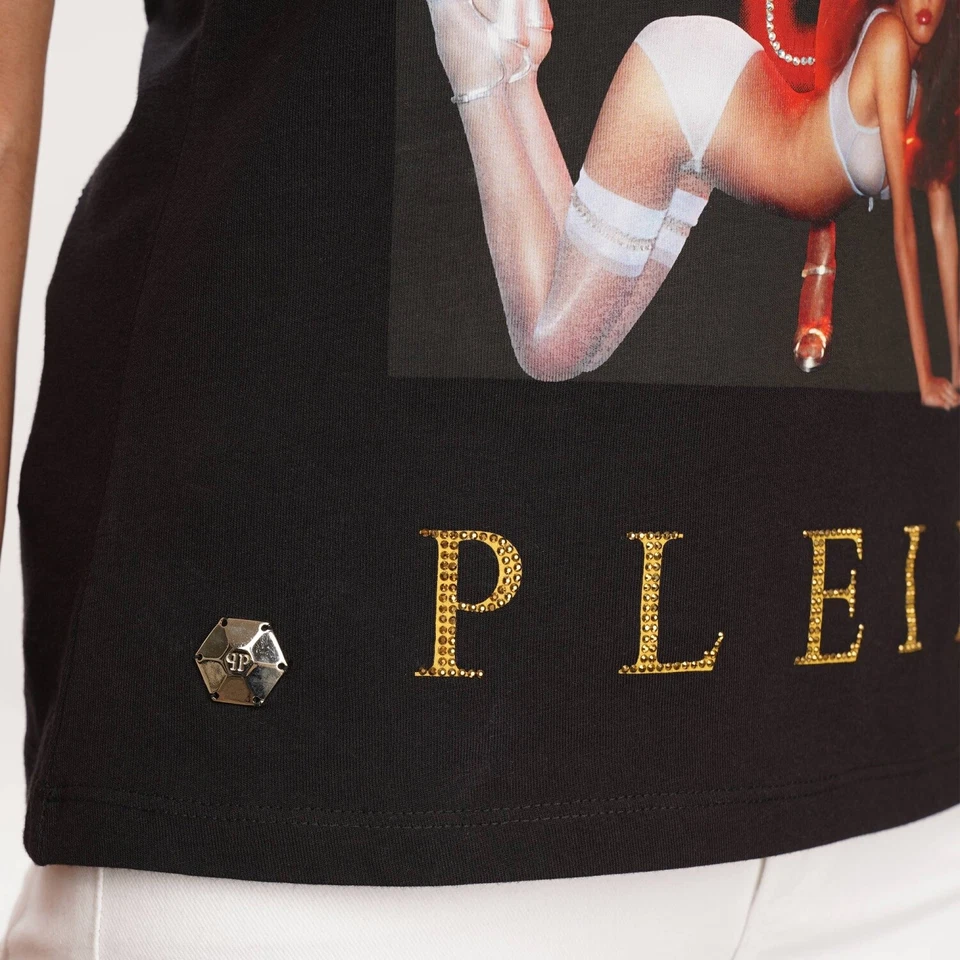 PHILIPP PLEIN x PLAYBOY T-Shirt Noir 1976 Couverture Avec Cristaux 08490 - Photo 3/4